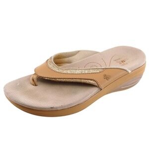 Grasshoppers Flip Flops Brown Synthetic Women Shoes Size 8 Medium